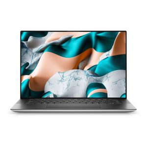 Close-up of the Dell XPS 15 9500's 15.6-inch InfinityEdge display with extremely thin bezels surrounding the screen.
