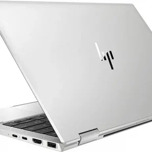 "HP EliteBook 1030 G7 x360: Sleek silver convertible laptop in tablet mode, showcasing 13.3-inch touch display, included Tile-tracked pen, and Thunderbolt 4 ports."*