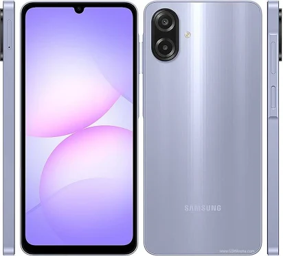 Samsung Galaxy A07s front view showing 6.7-inch HD+ display with 90Hz refresh rate and slim bezels