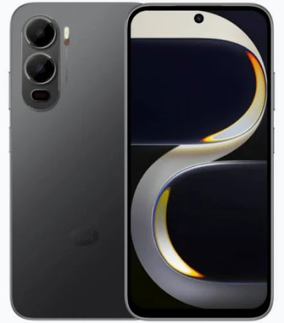 itel City 200 smartphone with 6.78-inch 120Hz display, 50MP camera, and 5200mAh battery, shown in Bass Black color.